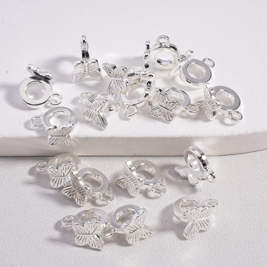 Alloy Bail Beads Cute Butterfly Silver Jewelry Accessories 10MM