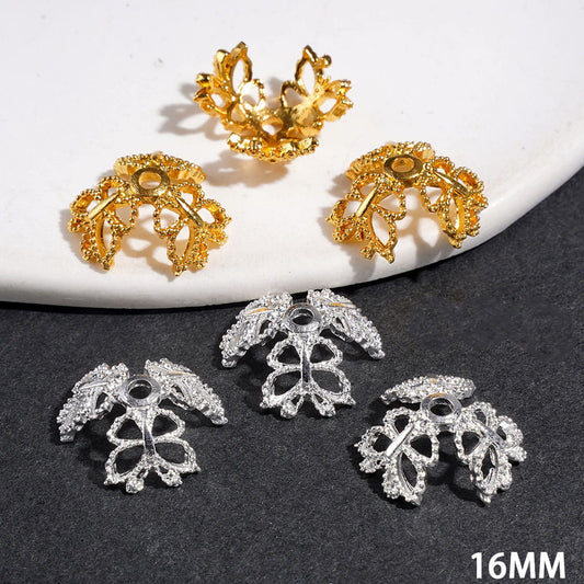 Alloy Bead Cap Cage with Butterfly, 16MM Silver and Gold Random Mix (They Fit 16MM Beads)