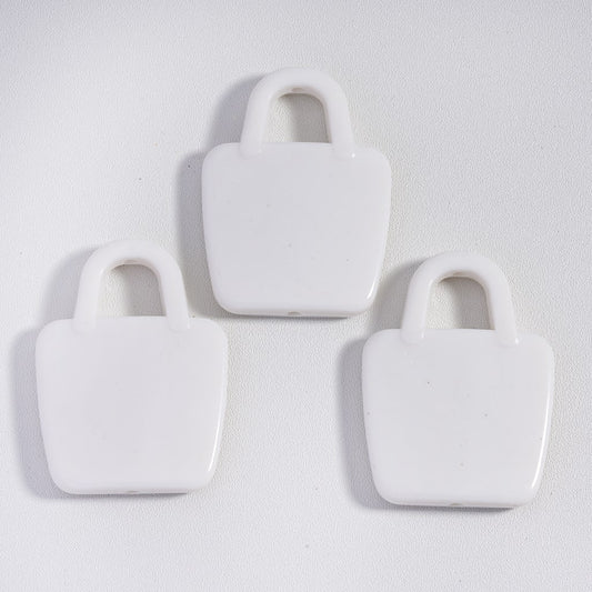 Base Acrylic Beads Cute Hand Bag White 50*37MM