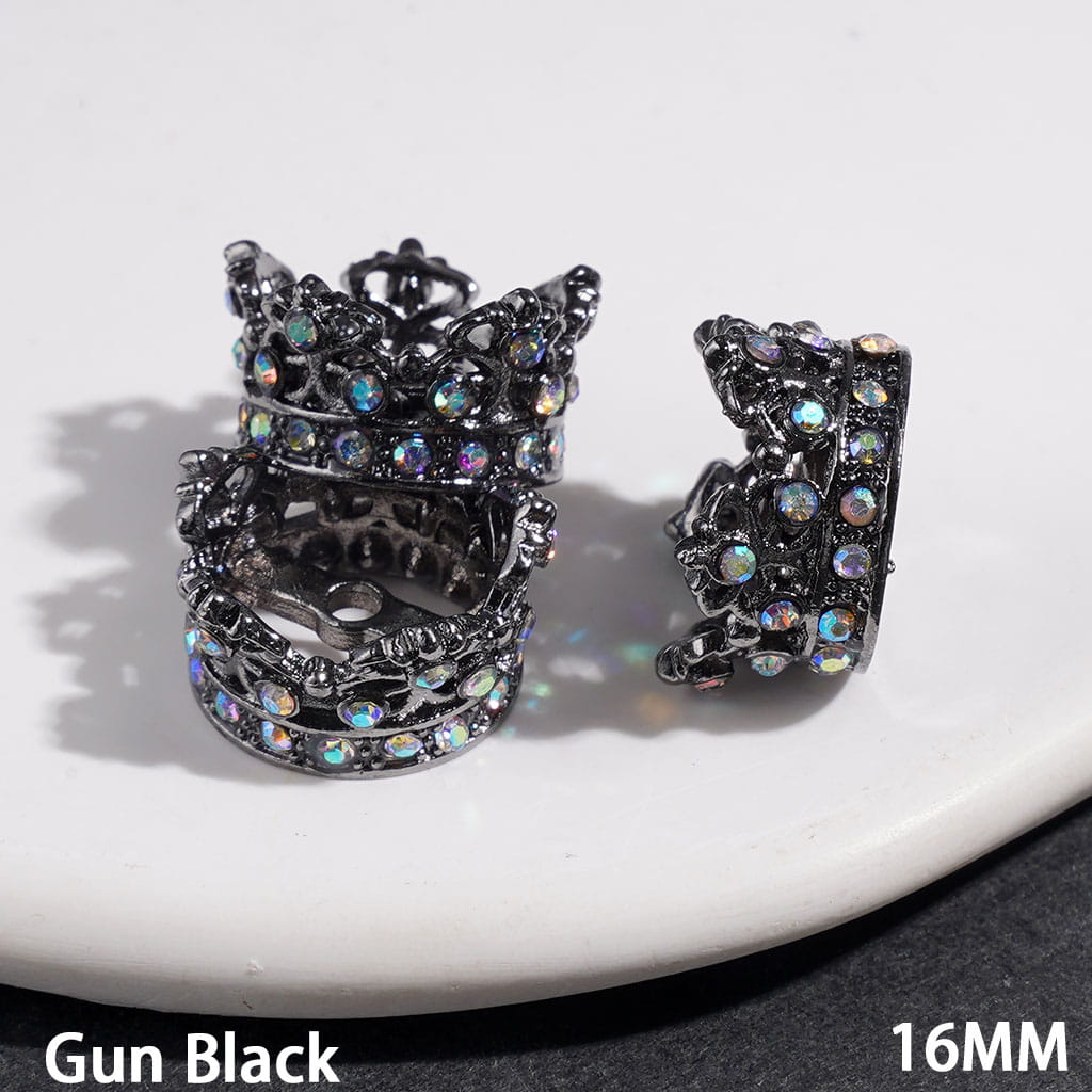 Metal Spacer Beads Crown Design with AB Rhinestones, 16MM  Multi-Color (They Fit 14MM Beads)