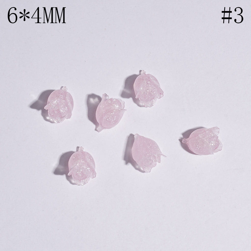 DIY Mini Cute Tulips for Beads Jewelry Accessories, 6*4MM Multi-Color