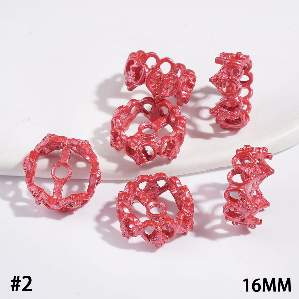 Metal Spacer Beads with Heart and Christmas Tree, 16MM Multi-Color (They Fit 14MM Beads)