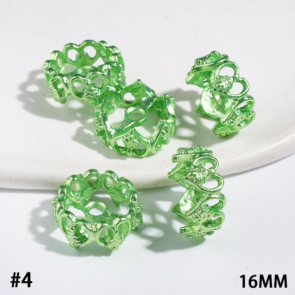 Metal Spacer Beads with Heart and Christmas Tree, 16MM Multi-Color (They Fit 14MM Beads)