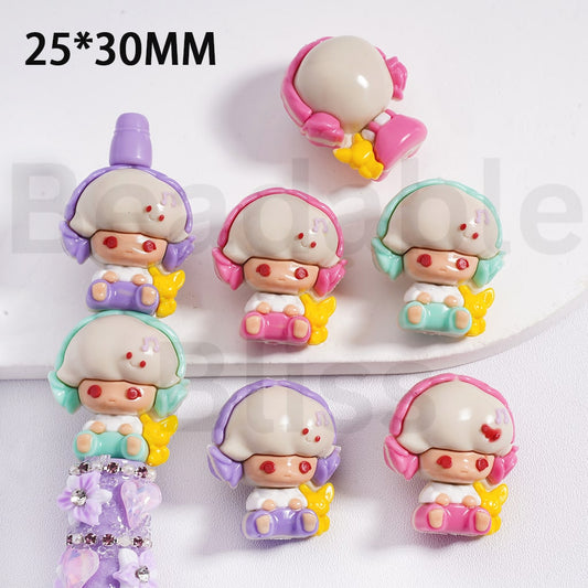 Soft PVC Beads Cute Baby Dimo Series Pop Mar Multi-Color 25*30MM, Random Mix