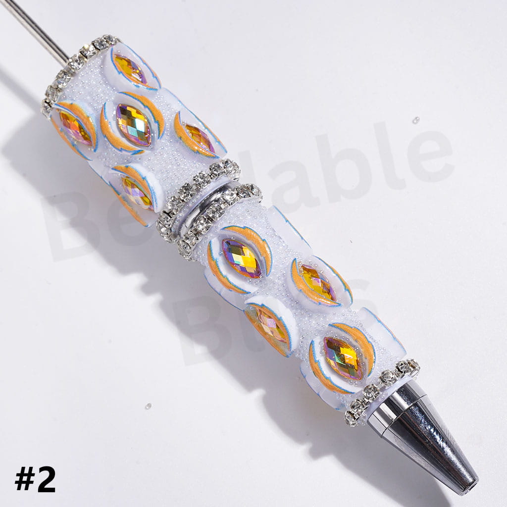 Beadable Pens with Mini Bubble Ball and Clear Rhinestone Chains, American Football Team Series (Update Other Style Later)