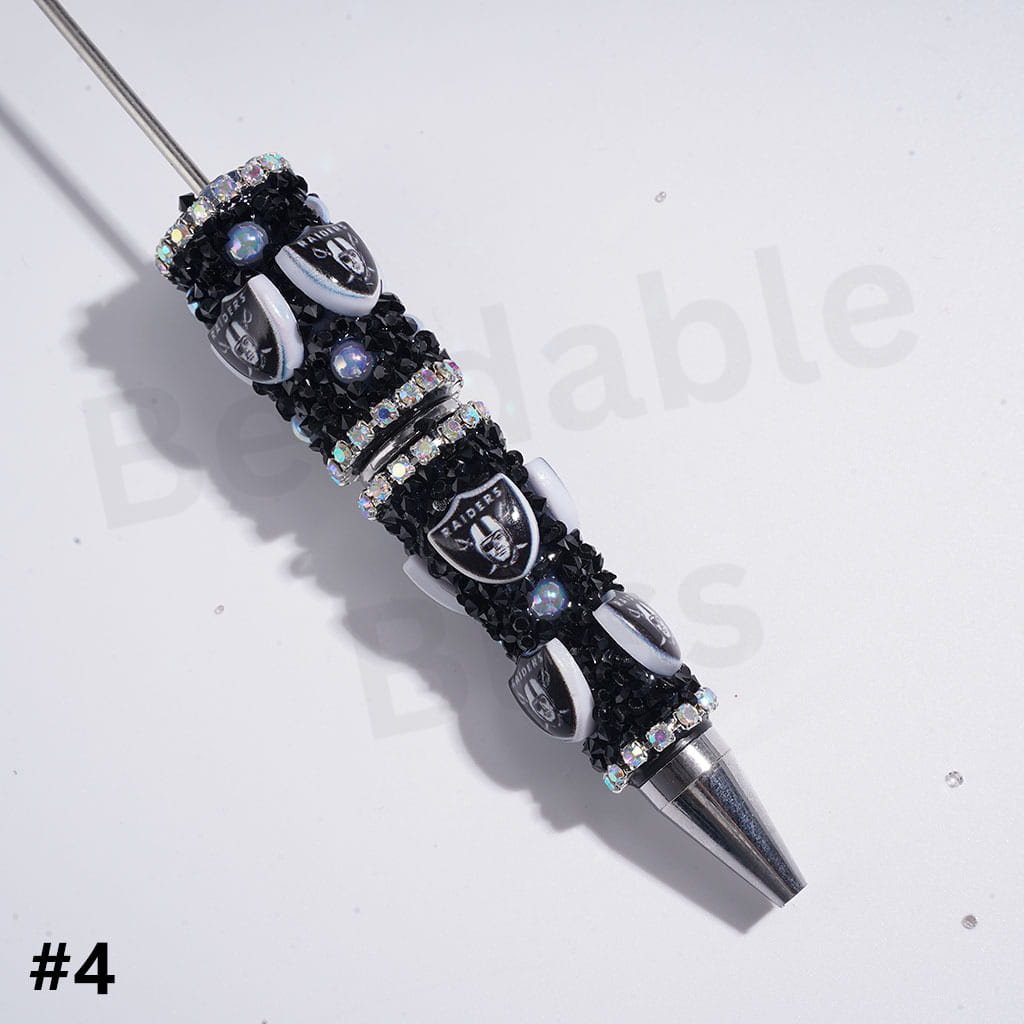 Beadable Pens with Mini Bubble Ball and Clear Rhinestone Chains, American Football Team Series (Update Other Style Later)