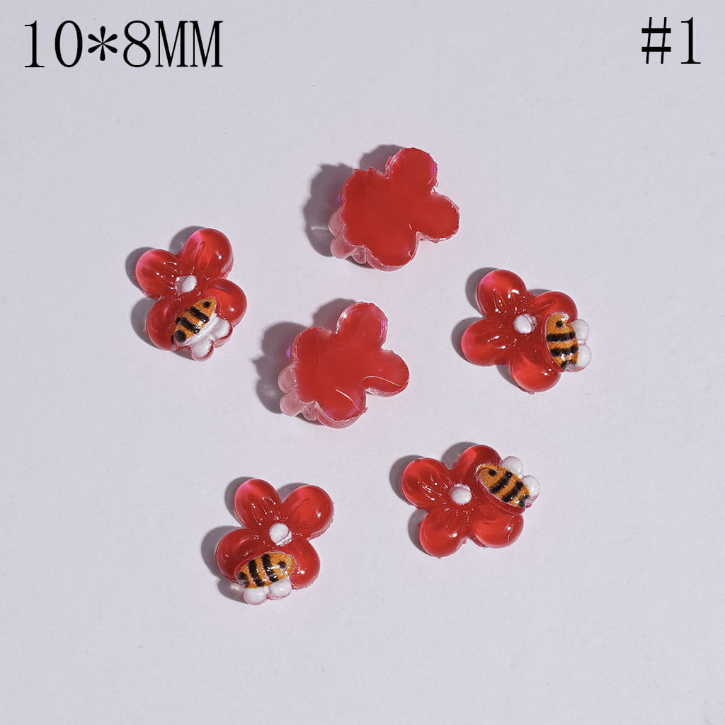 DIY Mini Cute Bees Flowers for Beads Jewelry Accessories, 10*8MM Multi-Color