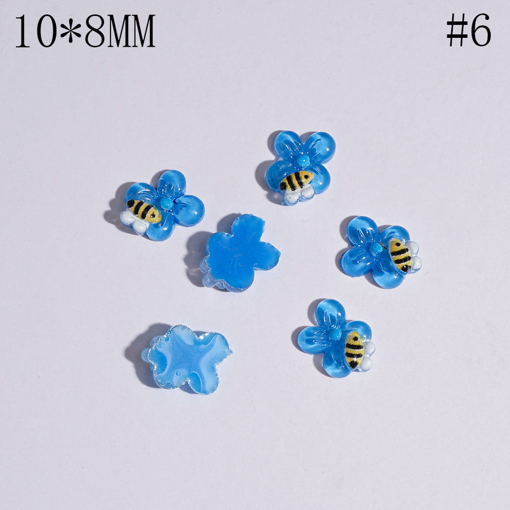 DIY Mini Cute Bees Flowers for Beads Jewelry Accessories, 10*8MM Multi-Color