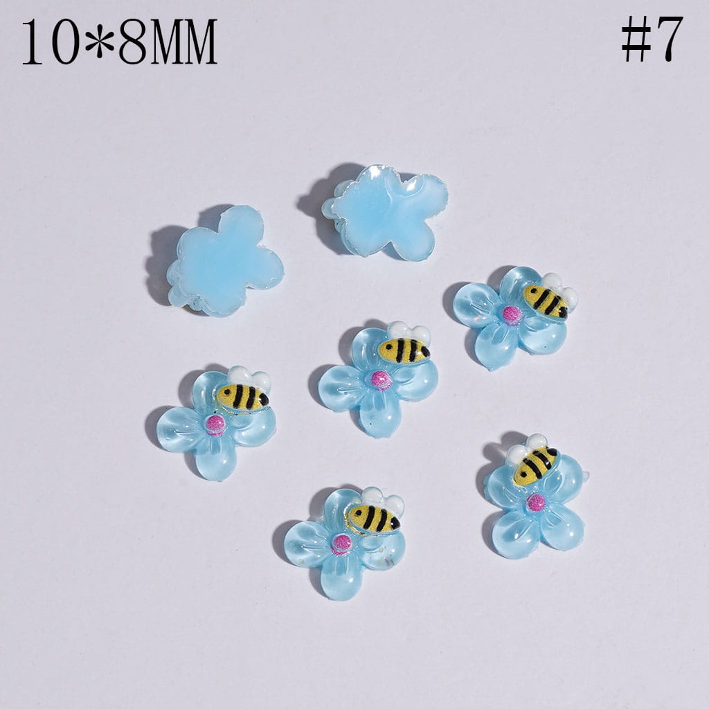 DIY Mini Cute Bees Flowers for Beads Jewelry Accessories, 10*8MM Multi-Color