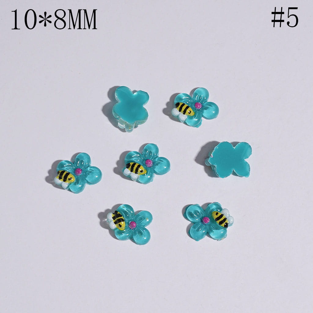DIY Mini Cute Bees Flowers for Beads Jewelry Accessories, 10*8MM Multi-Color
