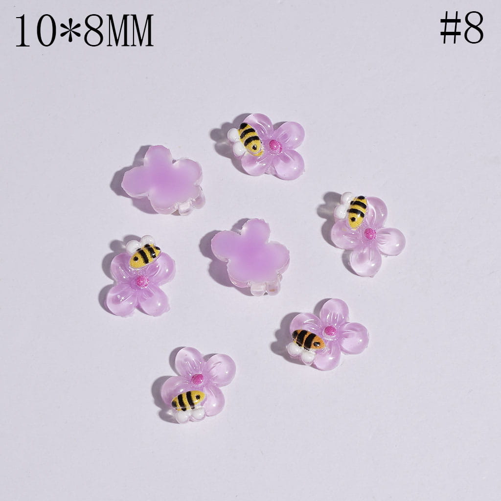 DIY Mini Cute Bees Flowers for Beads Jewelry Accessories, 10*8MM Multi-Color