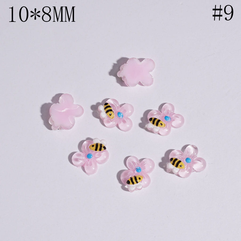 DIY Mini Cute Bees Flowers for Beads Jewelry Accessories, 10*8MM Multi-Color