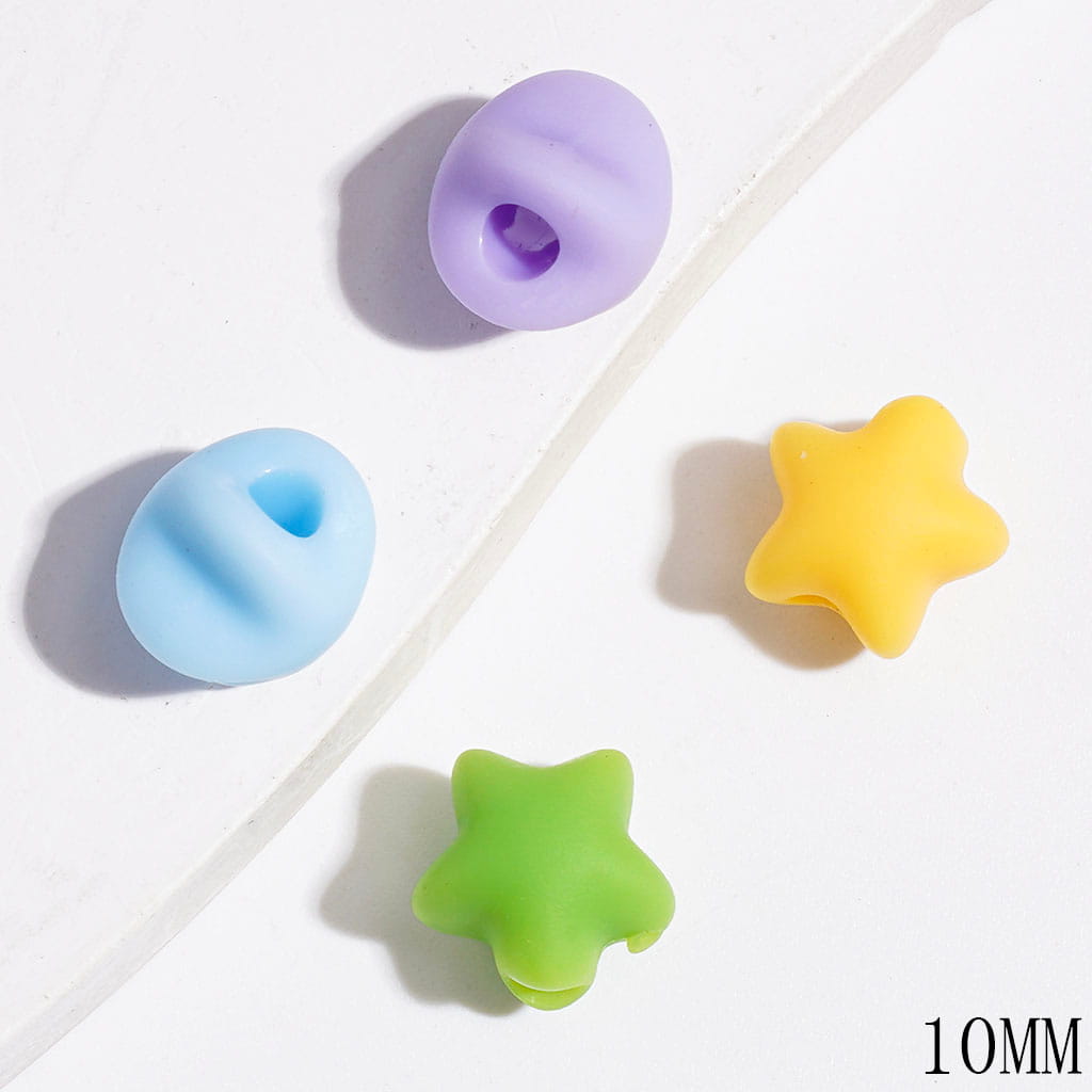 10MM Mini Matte Rubber Touch Star Acrylic Beads for DIY Jewelry Accessories, Multi-Color, Random Mix