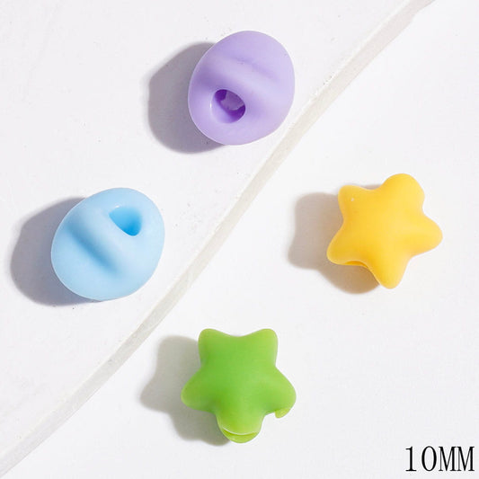 10MM Mini Matte Rubber Touch Star Acrylic Beads for DIY Jewelry Accessories, Multi-Color, Random Mix