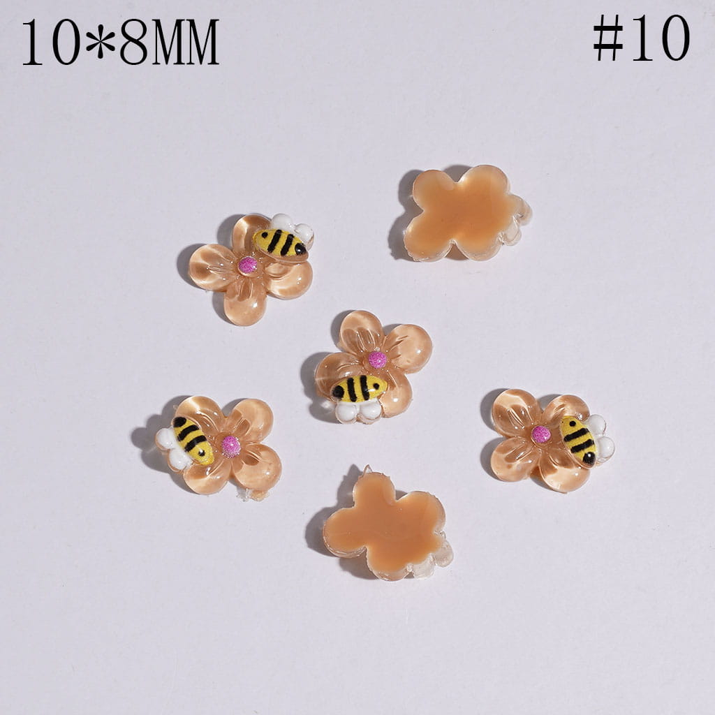 DIY Mini Cute Bees Flowers for Beads Jewelry Accessories, 10*8MM Multi-Color
