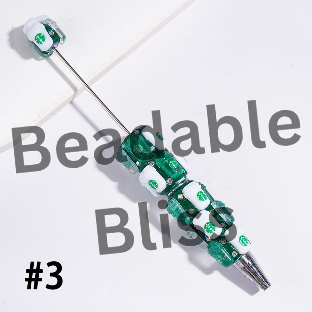 Beadable Clay Pens with Coffee Cup Series, AB Rhinestones Multi Colors