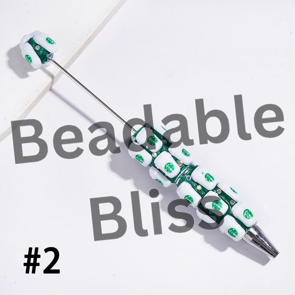 Beadable Clay Pens with Coffee Cup Series, AB Rhinestones Multi Colors