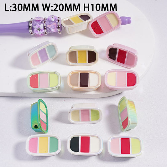 Acrylic Beads UV Coating Cute Three-Color Ice Cream 30*20*10MM, Random Mix