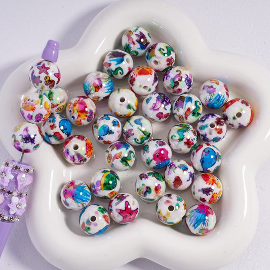 Acrylic Beads  UV Coating Cute Marine Sea Ocean Organism  Animals Turtle Seahorse Crab Starfish Octopus Whale
