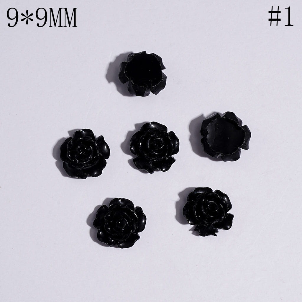 DIY Mini Luminious Rose Flowers with Glitter for Beads Jewelry Accessories, 9*9MM, Multi-Color