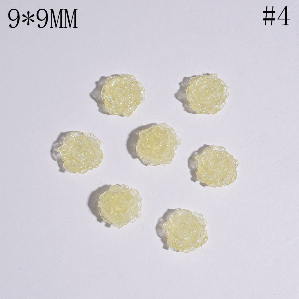 DIY Mini Luminious Rose Flowers with Glitter for Beads Jewelry Accessories, 9*9MM, Multi-Color