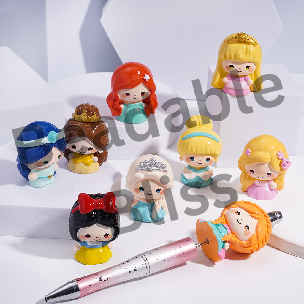 Acrylic Beautiful Princess Figurine for Pen Topper or Beads, Random Mix (Size Varies Between 36 and 40 MM Depending on Figures)
