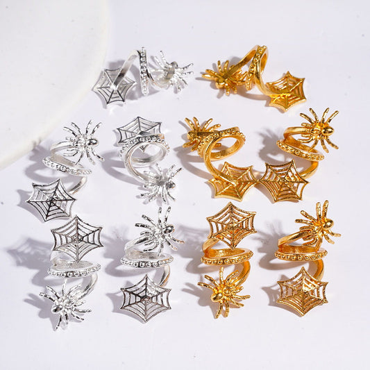 Trendy Twisted Spiral Alloy Beads with Spider and Web Jewelry Accessories, Gold & Silver