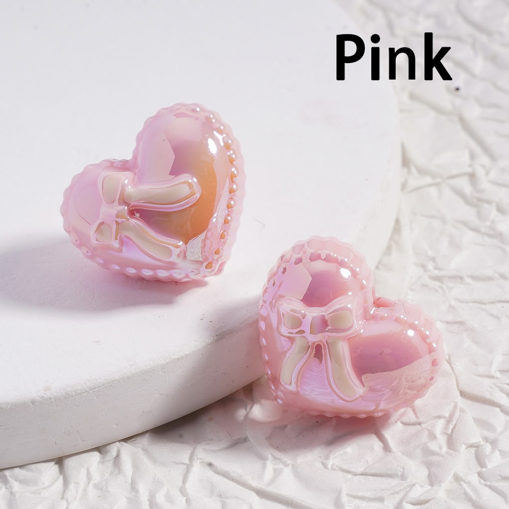 Acrylic Beads UV Coating, Shiny Heart with Bowknot, Multi-Color 17*20MM (Single Color is available for 200pcs(whole bag)Only)