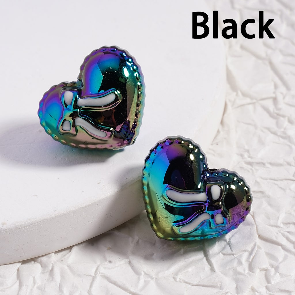 Acrylic Beads UV Coating, Shiny Heart with Bowknot, Multi-Color 17*20MM (Single Color is available for 200pcs(whole bag)Only)