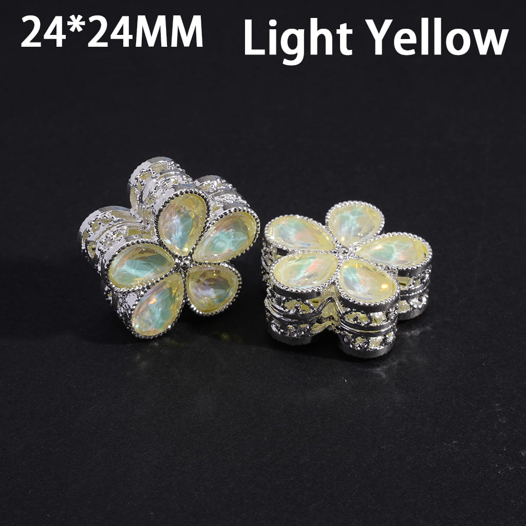 Exquisite Silver Alloy Flower with Shiny Water-Drop Shape Fancy Rhinestones, Multi-Color, 24*24MM