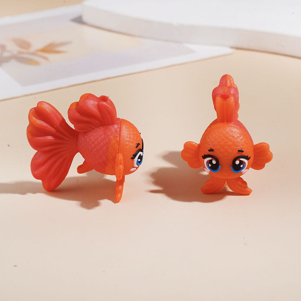 3D Smiling Goldfish in Gradient Colors Silicone Focal Beads, 25*33MM Multi Colors