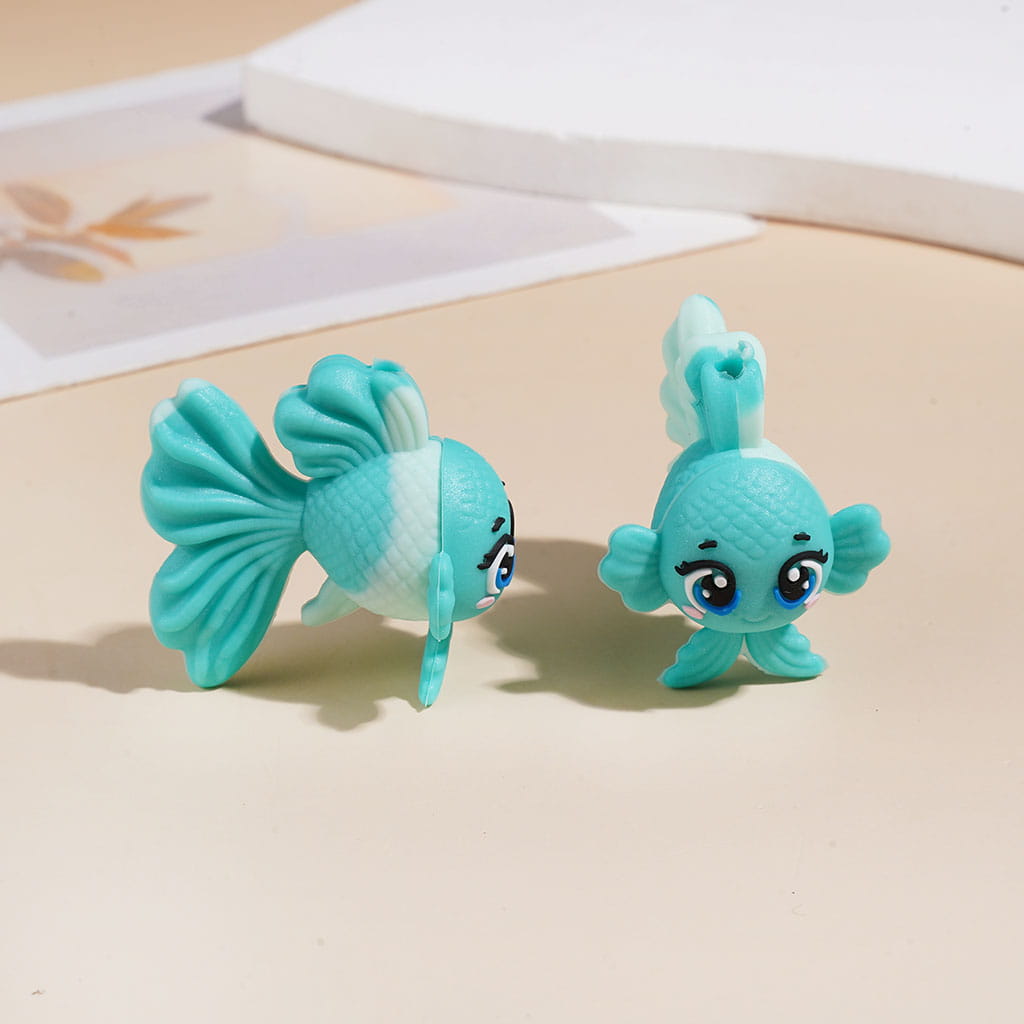 3D Smiling Goldfish in Gradient Colors Silicone Focal Beads, 25*33MM Multi Colors