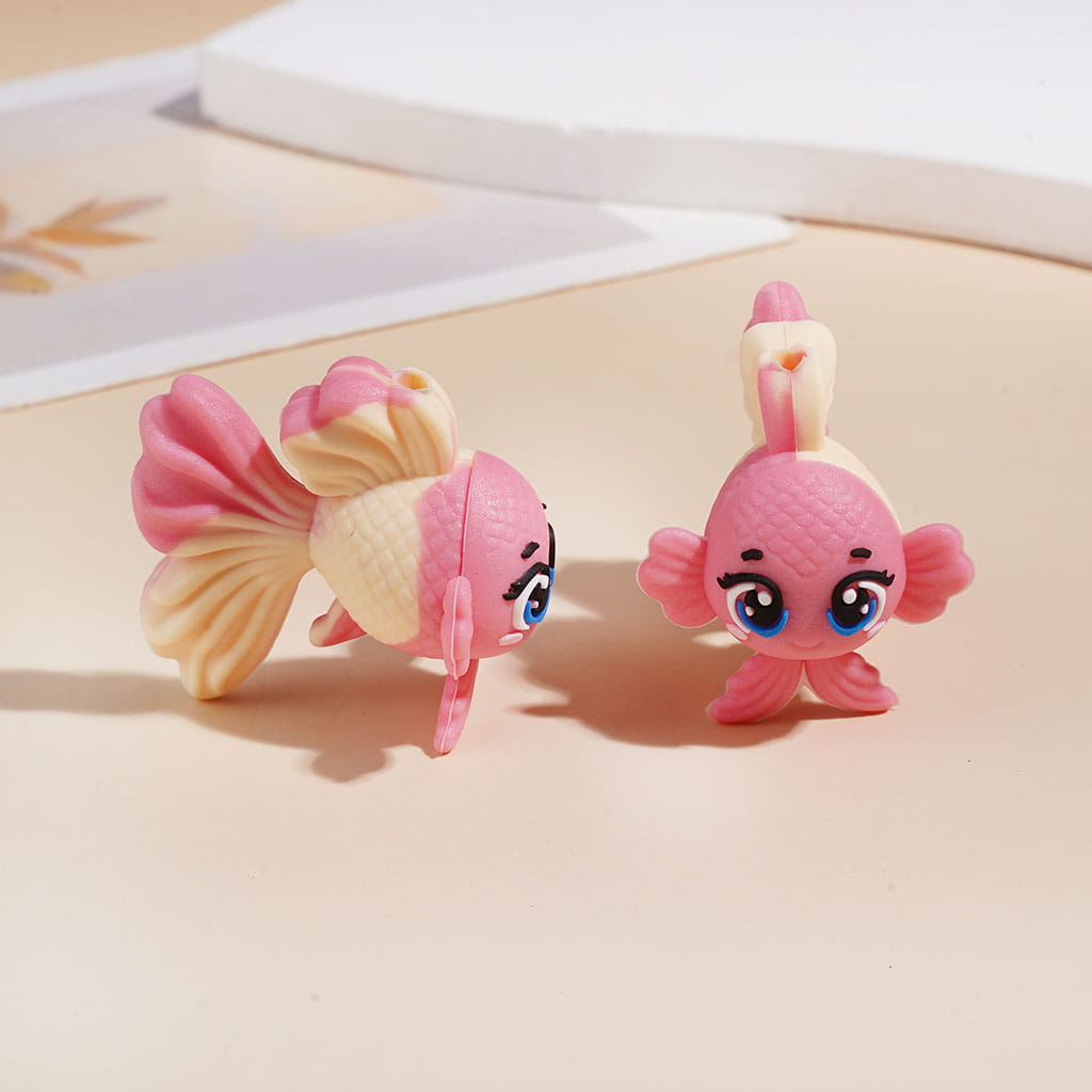 3D Smiling Goldfish in Gradient Colors Silicone Focal Beads, 25*33MM Multi Colors
