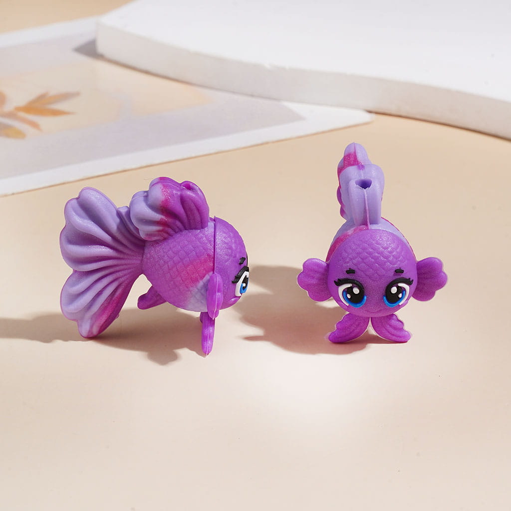 3D Smiling Goldfish in Gradient Colors Silicone Focal Beads, 25*33MM Multi Colors