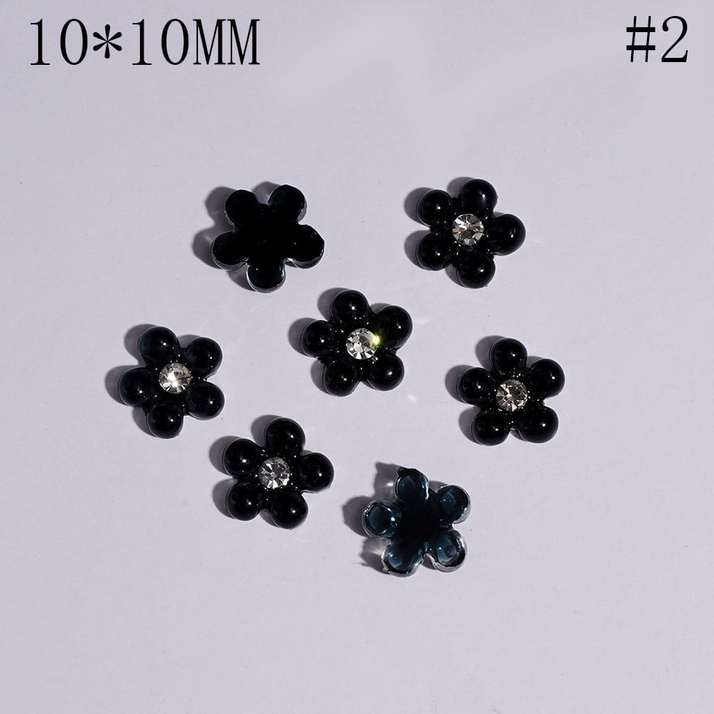 Charm Jewelry Accessories Mini Cute Pearl Flowers with Clear Rhinestones, 10*10MM Multi-Color