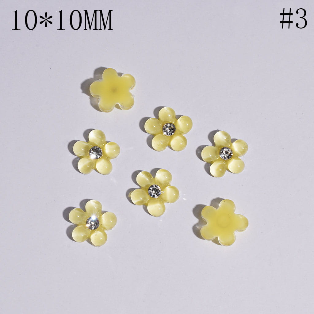 Charm Jewelry Accessories Mini Cute Pearl Flowers with Clear Rhinestones, 10*10MM Multi-Color