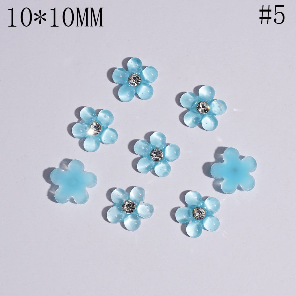 Charm Jewelry Accessories Mini Cute Pearl Flowers with Clear Rhinestones, 10*10MM Multi-Color