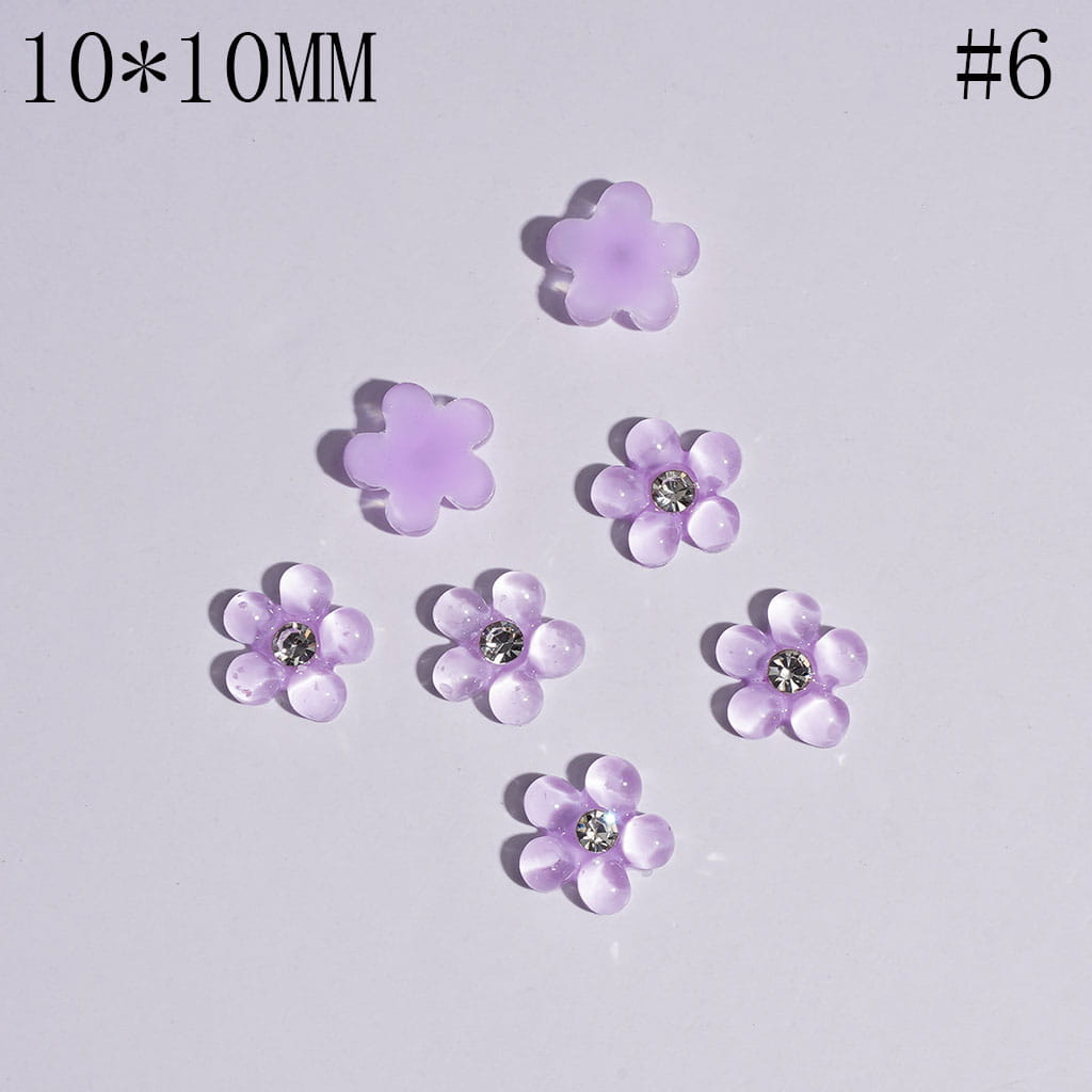 Charm Jewelry Accessories Mini Cute Pearl Flowers with Clear Rhinestones, 10*10MM Multi-Color