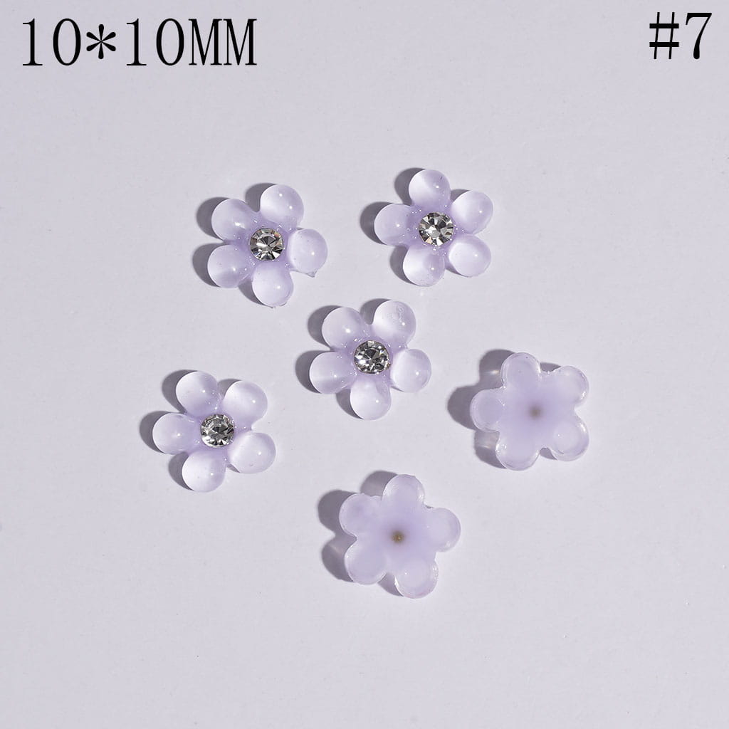 Charm Jewelry Accessories Mini Cute Pearl Flowers with Clear Rhinestones, 10*10MM Multi-Color