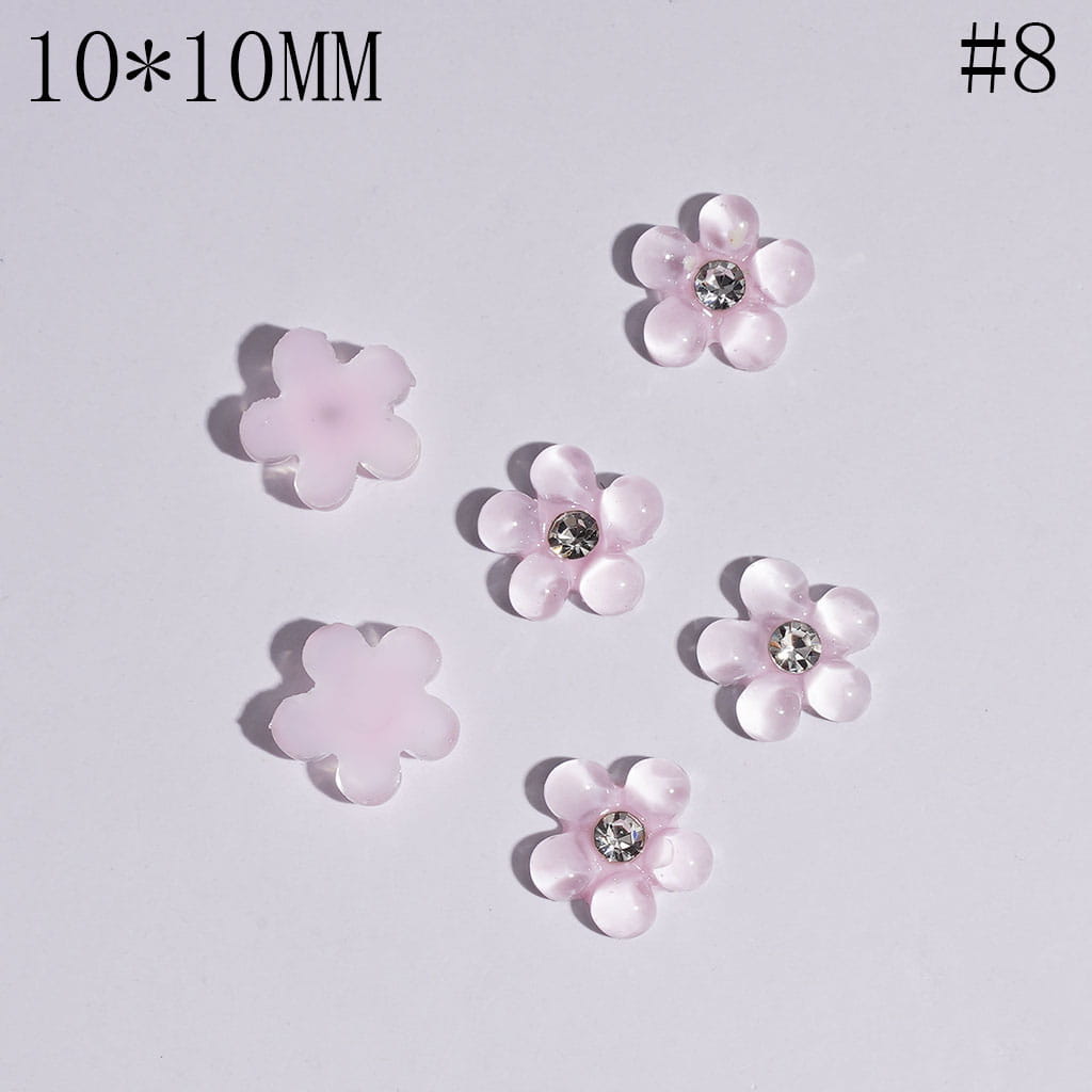 Charm Jewelry Accessories Mini Cute Pearl Flowers with Clear Rhinestones, 10*10MM Multi-Color