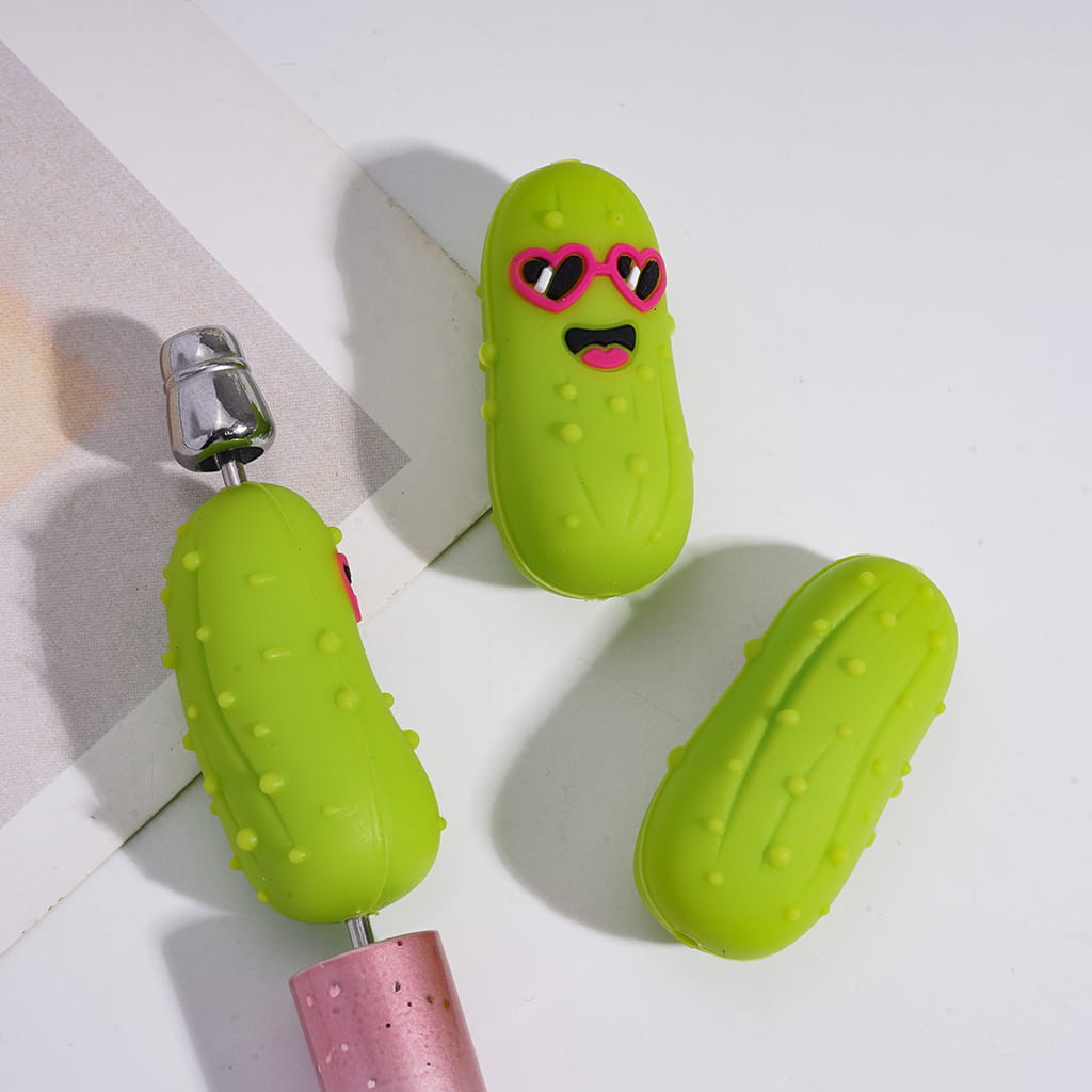 Silicone Focal Beads 3D Vivid Red Pepper and Cucumber in Various Style