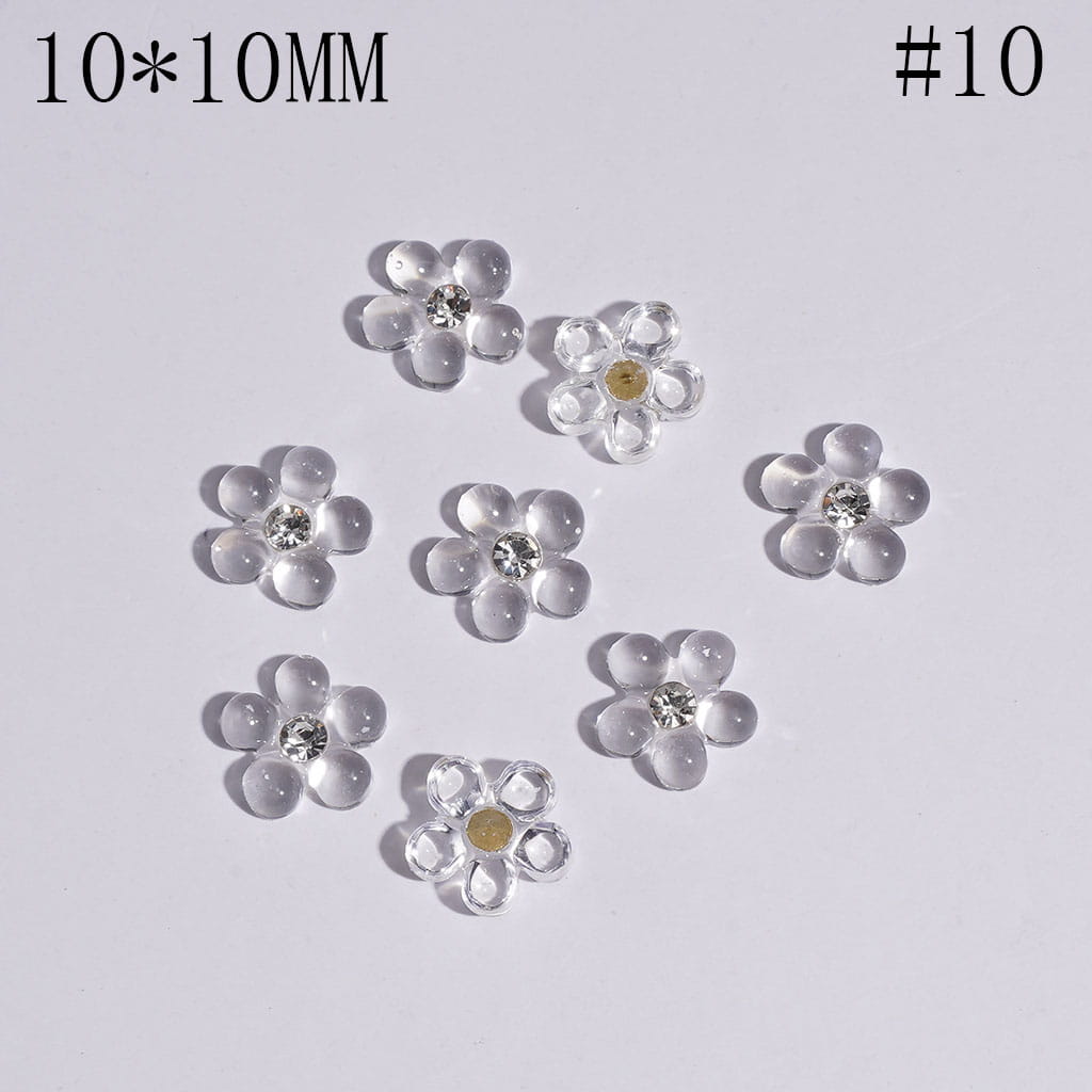Charm Jewelry Accessories Mini Cute Pearl Flowers with Clear Rhinestones, 10*10MM Multi-Color