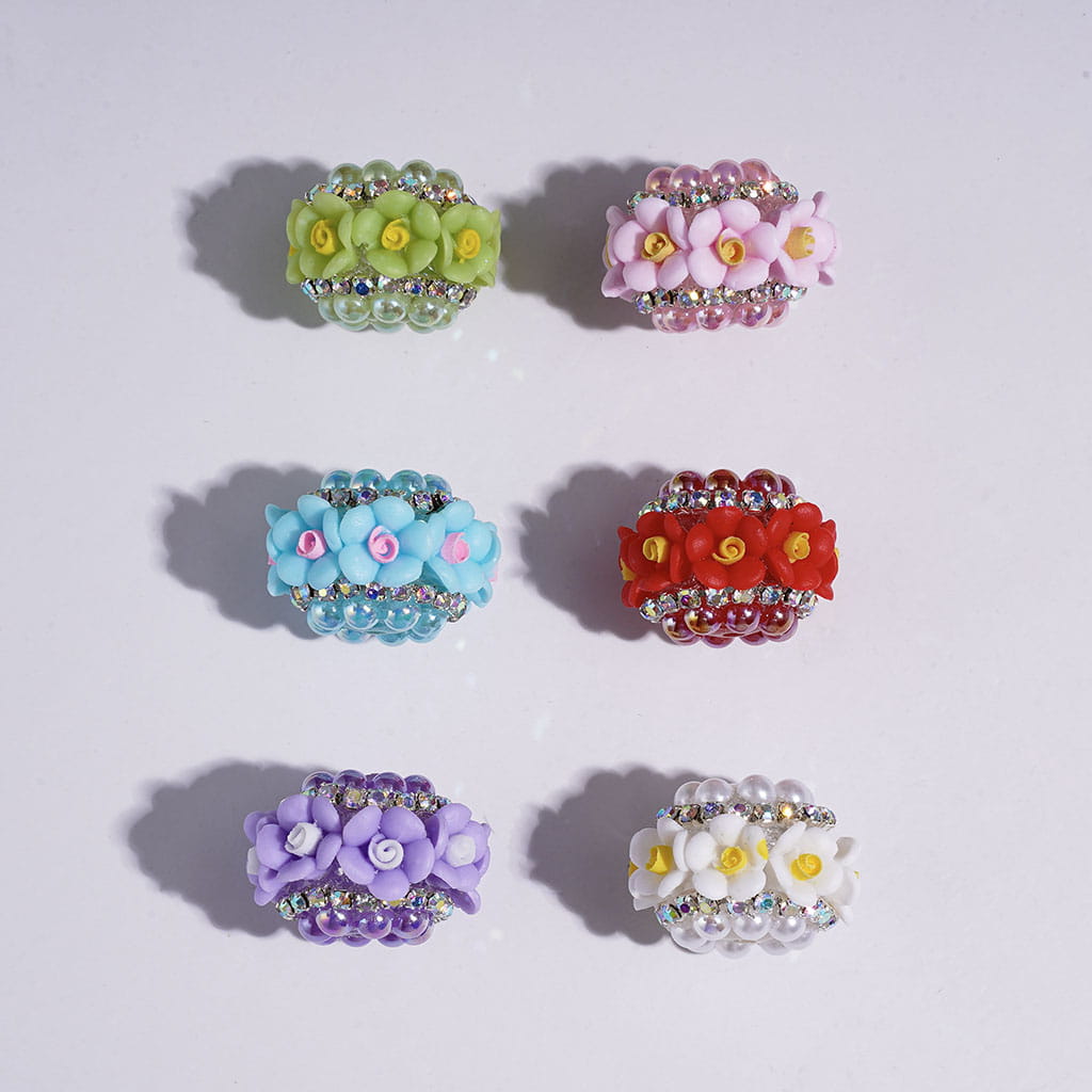 DIY Mini Cute Flowers Charms for Jewelry Accessories Rhinestones Adding, 8*8.5MM Multi-Color