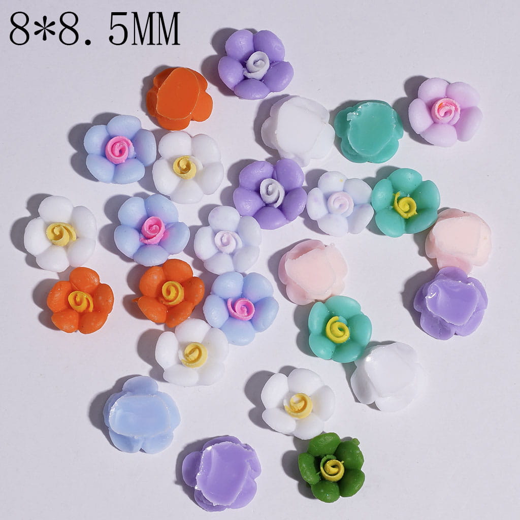 DIY Mini Cute Flowers Charms for Jewelry Accessories Rhinestones Adding, 8*8.5MM Multi-Color