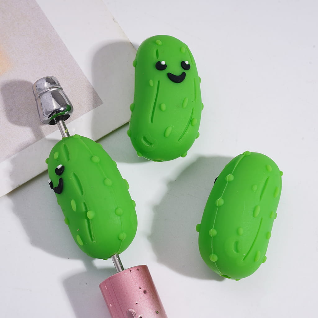 Silicone Focal Beads 3D Vivid Red Pepper and Cucumber in Various Style