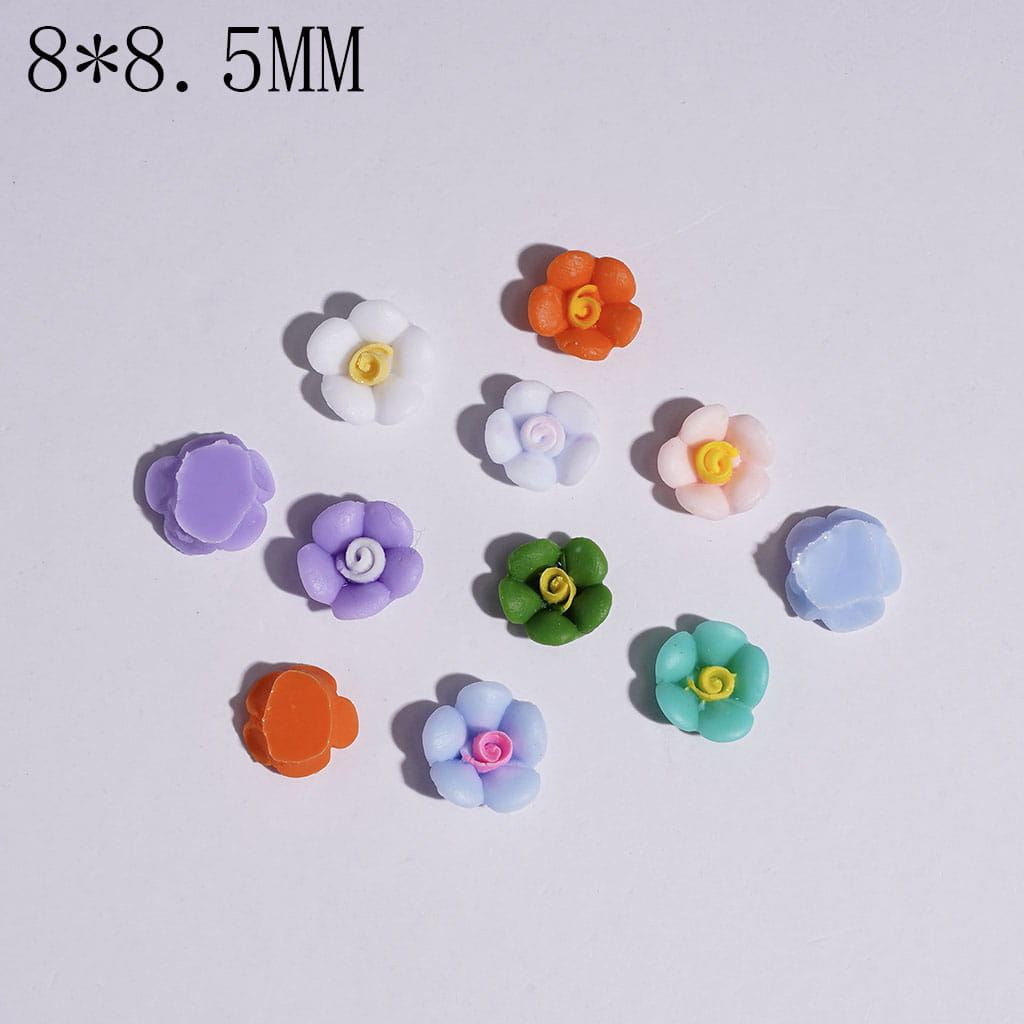 DIY Mini Cute Flowers Charms for Jewelry Accessories Rhinestones Adding, 8*8.5MM Multi-Color