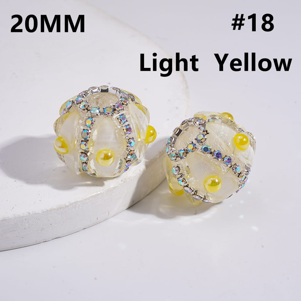 Acrylic Beads Shiny Heart & AB Rhinestones Round Pearls Multi-Color 20MM (Please Read the Description)