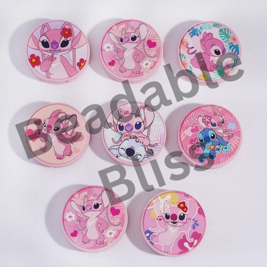 Silicone Focal Beads Cute Blue & Pink Space Explorer Cartoon Legends, Random Mix