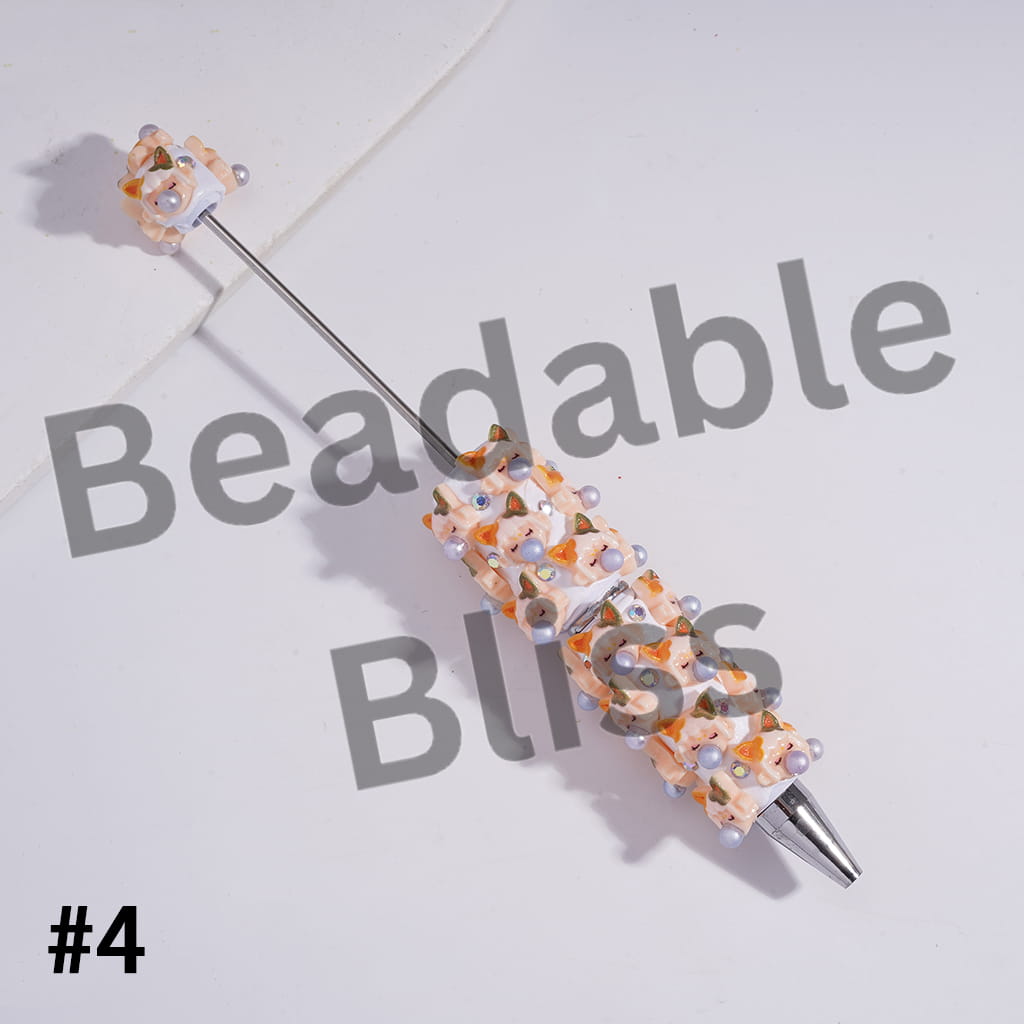 Beadable Clay Pens with Baby Girl Face Blowing Silver Bubble and AB Rhinestones in Various Style