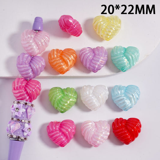 Acrylic Beads Shiny Cute Heart of Yarn Shape Multi-Color 20*22MM (Single Color is available for 200pcs(whole bag)Only)